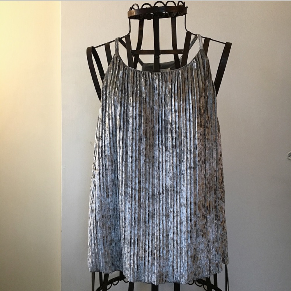 Silver Crushed Velvet tank